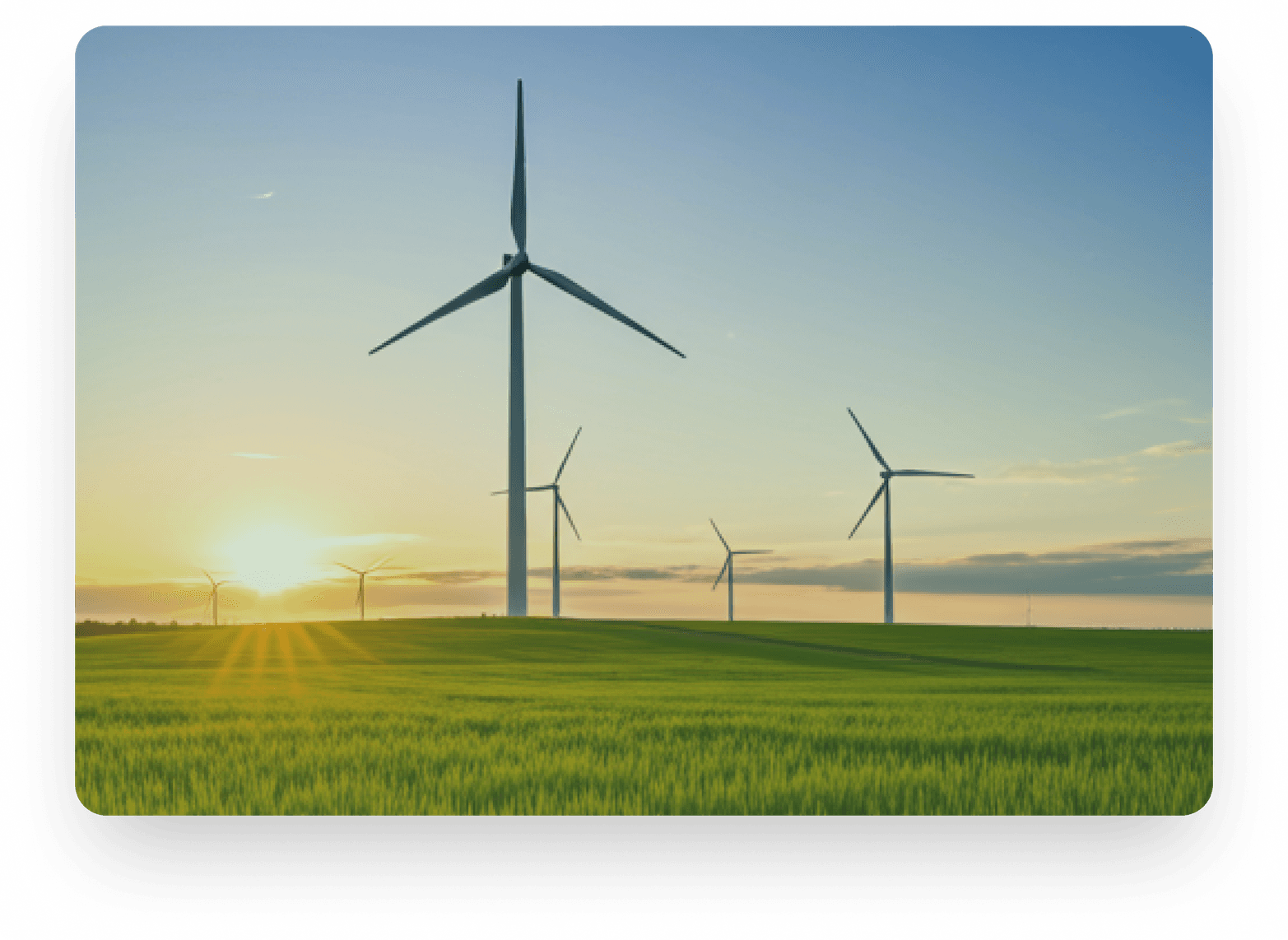 Wind turbines at sunset